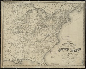 Disturnell's new map of the United States and Canada showing all the canals, rail roads, telegraph lines and principal stage routes