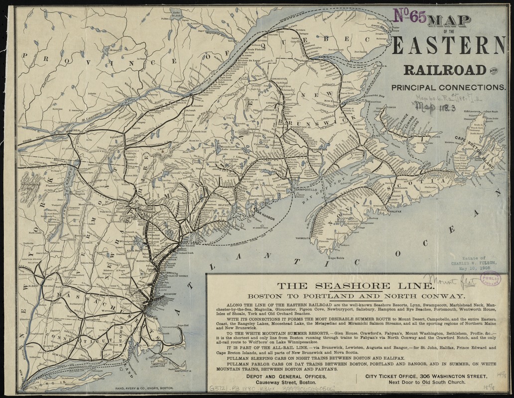 Map of the Eastern Railroad and principal connections