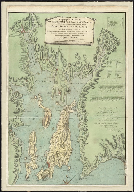 A topographical chart of the bay of Narraganset in the province of New England