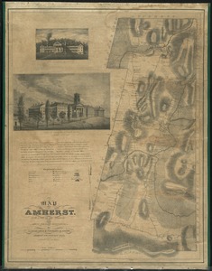 A map of Amherst with a view of the college and Mount Pleasant Institution