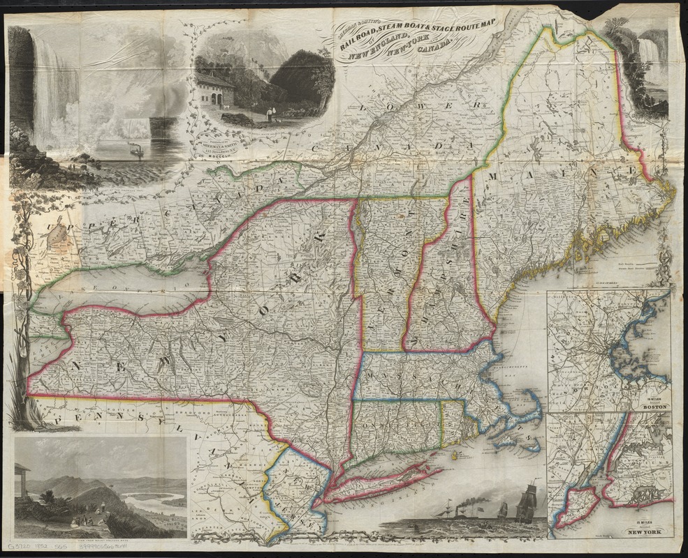 Sherman & Smith's rail road, steam boat & stage route map of New England, New-York, and Canada