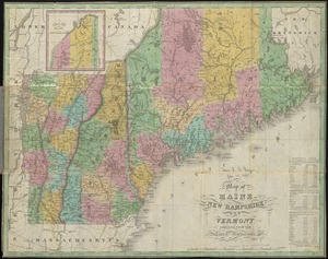 Map of Maine, New Hampshire, and Vermont