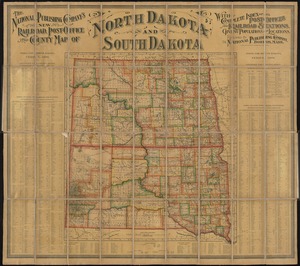 The National Publishing Company's new railroad, post-office and county map of North Dakota and South Dakota