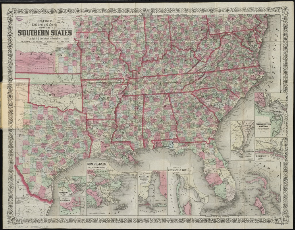 Colton's rail road and county map of the Southern States containing the latest information