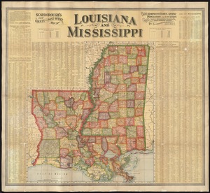 Scarborough's new county and post office map of Louisiana and Mississippi
