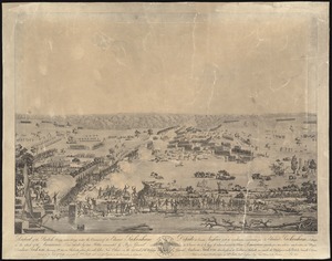 Defeat of the British army 12,000 strong under the command of Sir Edward Packenham in the attack of the American lines defended by 3,600 militia commanded by Major General Andrew Jackson January 8th 1815, on Chalmette plain, five miles below New Orleans on the left bank of the Mississipi