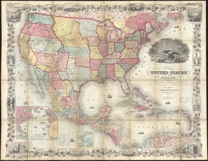 Map of the United States of America, the British provinces, Mexico, the West Indies and Central America, with part of New Granada and Venezuela