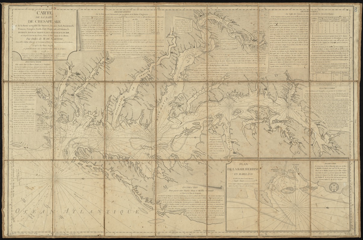 Carte de la baie de Chesapeake et de la partie navigable des rivières, James, York, Patowmack, Patuxen, Patapsco, North-East, Choptank et Pokomack