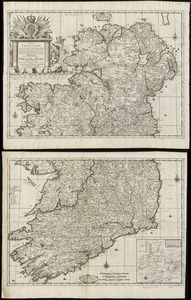 A new map of Ireland according to Sr. W. Petty (but supplied wth. many additions which are not in his survey nor in any other map) divided into its provinces, counties & barronies ... county maps