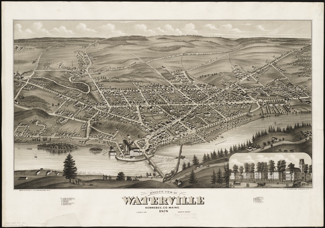 Birds eye view of Waterville, Kennebec Co. Maine