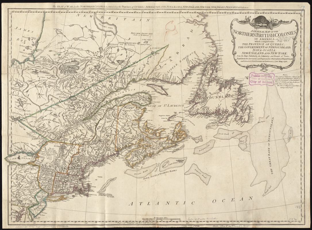 A general map of the northern British colonies in America