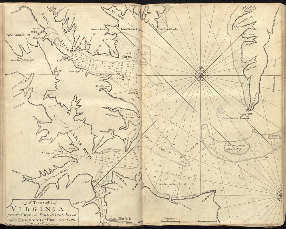 A draught of Virginia from the Capes to York in York River and to Kuiquotan or Hamton in James River