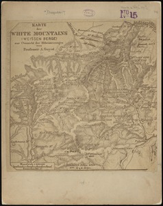 Karte der White Mountains (Weissen Berge) zur übersicht der höhenmessungen