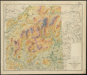 Map of the White Mountains of New Hampshire from Walling's map of the state, 1877