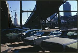 Under the 'El' parking lot toward Boston Custom House