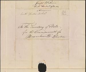 Joseph W. Paine to the Secretary of the Commonwealth, 19 March 1834