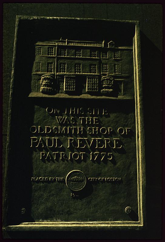 Plaque marking Paul Revere's goldsmith shop, Boston