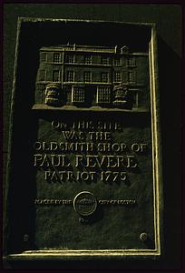 Plaque marking Paul Revere's goldsmith shop, Boston