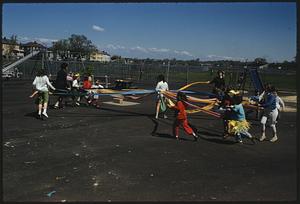Children playing with ribbons, Dilboy Stadium, Somerville, Massachusetts