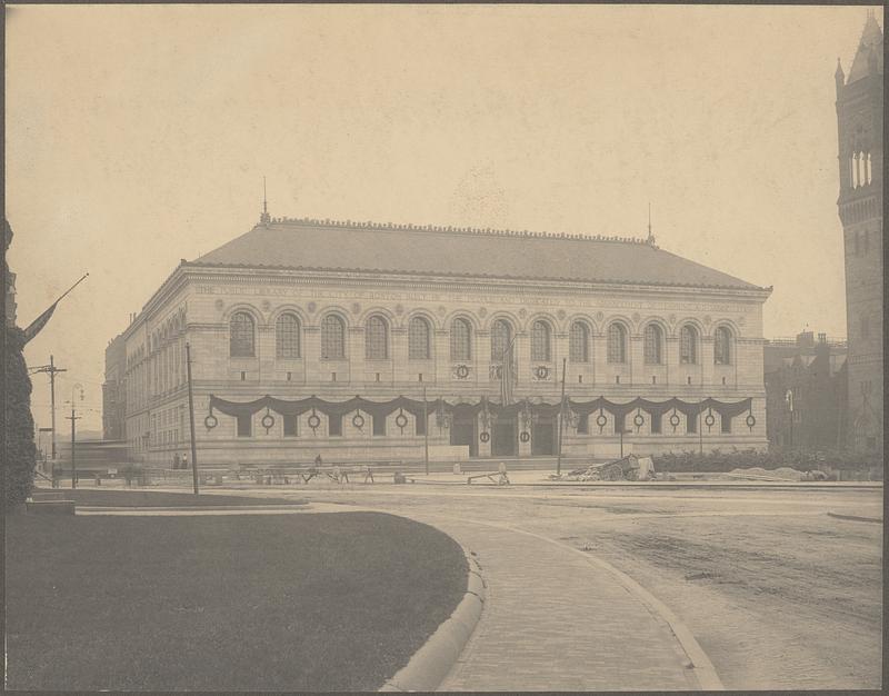 Boston, Mass., Public Library decorated for the day of President ...