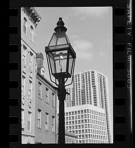 Gas lamp on Beacon Hill, north side, downtown Boston