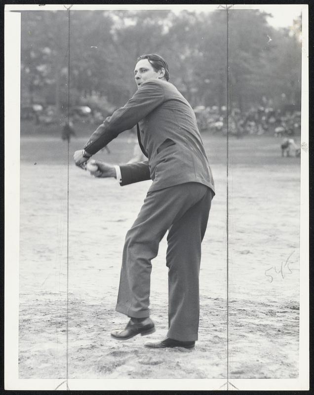 Tobin Pitching, but not for the Braves, but as Mayor of Boston, as he helps open the Boston Park Department season by throwing out the first ball at Dorchester Town field.