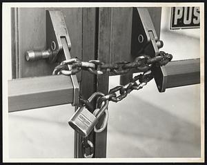 JFK Building- One of the Doors Padlocked- during anti-war protests in Boston.