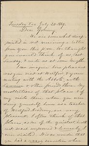 Letter from Zadoc Long to John D. Long, July 20, 1869