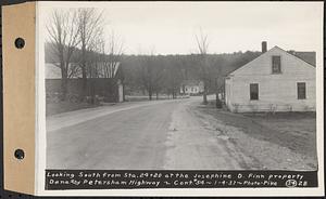 Contract No. 54, Highway in Towns of Dana, Petersham, Worcester County, looking south from Sta. 24+20 at the Josephine D. Finn property, Dana and Petersham, Mass., Jan. 4, 1937