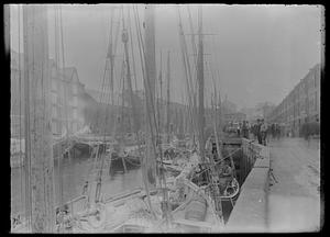 Boston waterfront scene, 'T' Wharf on right
