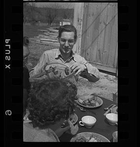 Outdoor meal on a farm