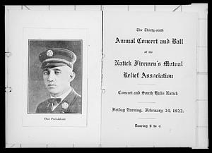 The Thirty-Sixth Annual Concert and Ball of the Natick Firemen's Mutual Relief Association program