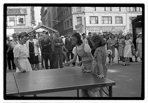 Girls playing a game of jacks, Boston Common