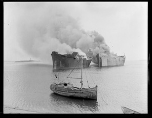 Burning ships for scrap - Boston Harbor Wooden Fairfield