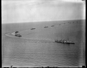 Convoy of 4-stack destroyers off Provincetown