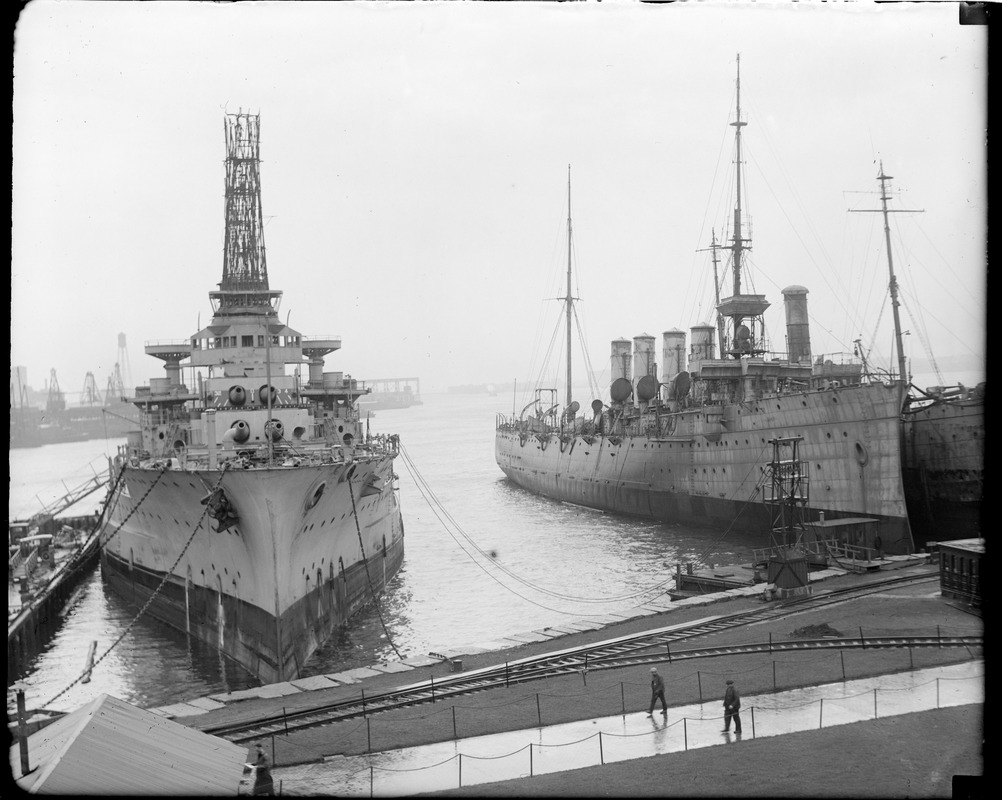 Ships moored at Charlestown Navy Yard