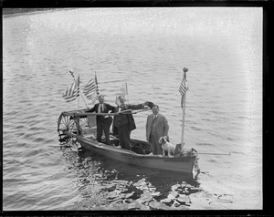 Odd three-man paddleboat at Wareham