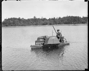 Odd one-man hand powered paddleboat Thonet, Wareham