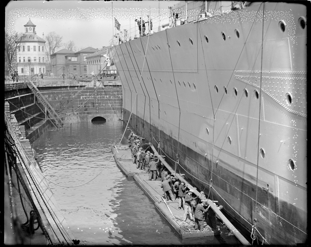 Working on the USS Northampton in the dry dock of the Charlestown Navy Yard