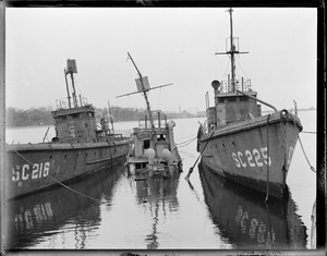 Sub chasers No. 216 & 225 in Dorchester Bay scrapyard