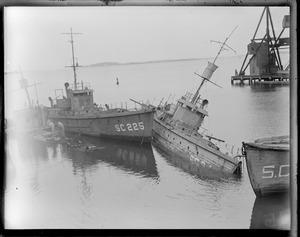 Sub chasers in Dorchester Bay scrapyard