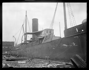 SS Yankton, once owned by King Edward VII, being junked at shipyard on Freeport Street, Dorchester