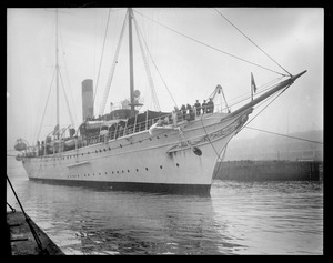 President's yacht Mayflower towed into drydock at South Boston