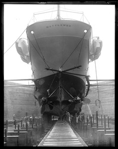 Stern of the President's yacht Mayflower in South Boston drydock