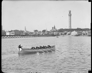 Crew of the training ship Nantucket drilling in Provincetown Harbor