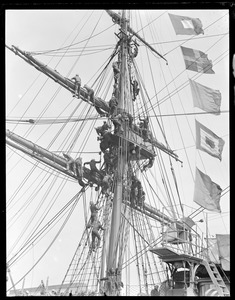 Men in the rigging of the Mass. training ship Nantucket
