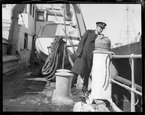 Comm. Noble Ricketts aboard his ship, the USS Ossipee at Navy Yard