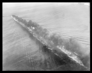 Uncle Sam's warships laying smoke screen, during maneuvers in Lahaina roads