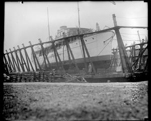 SS Sialia, Edsel Ford's yacht, under construction at Lawley's shipyard, Neponset