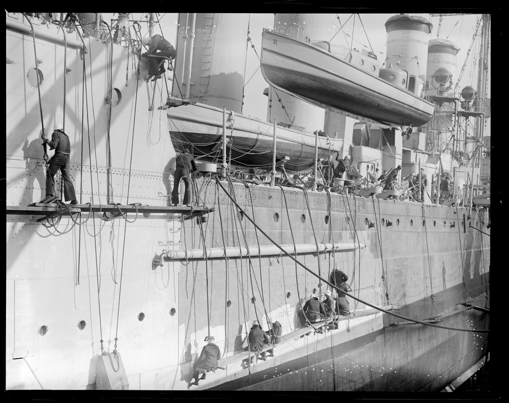 USS Raleigh at Navy Yard dry dock